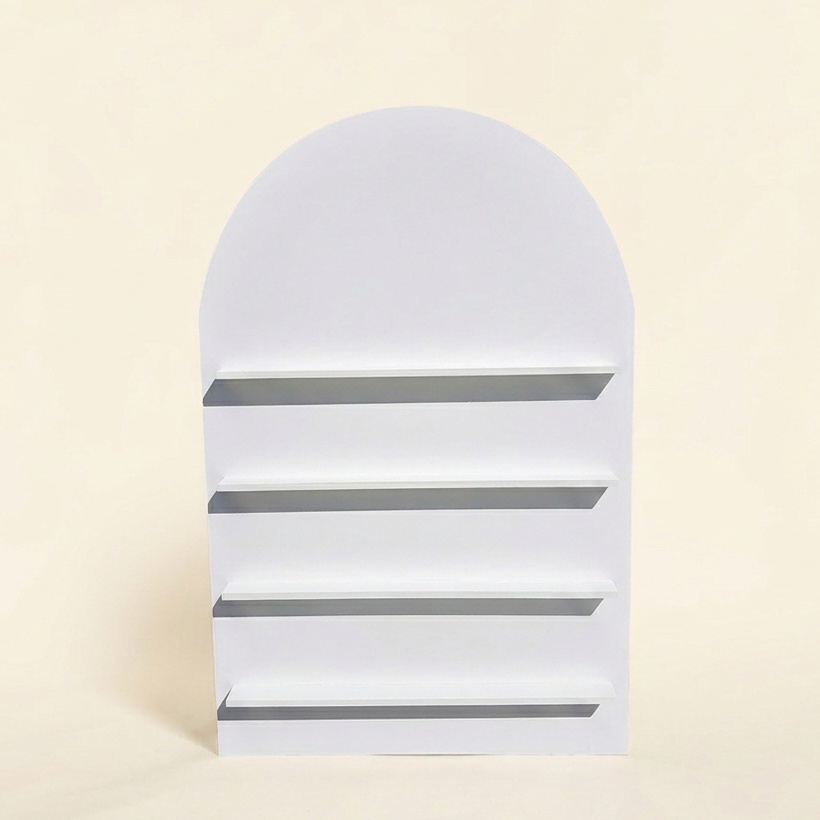 White Arch Backdrop with Shelves — 6 x 4 ft rental in Bergen County, NJ